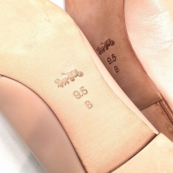 NEW Coach Justine Lace Up Ballet Flats Beige Pointy Toe Womens Size 9.5 w/ Box - Picture 8 of 10